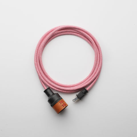 LEATHER EXTENSION CORD - RED AND WHITE